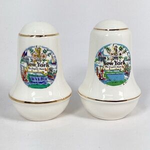 Vintage Souvenir New York The Empire State Ceramic Salt and Pepper Shakers
